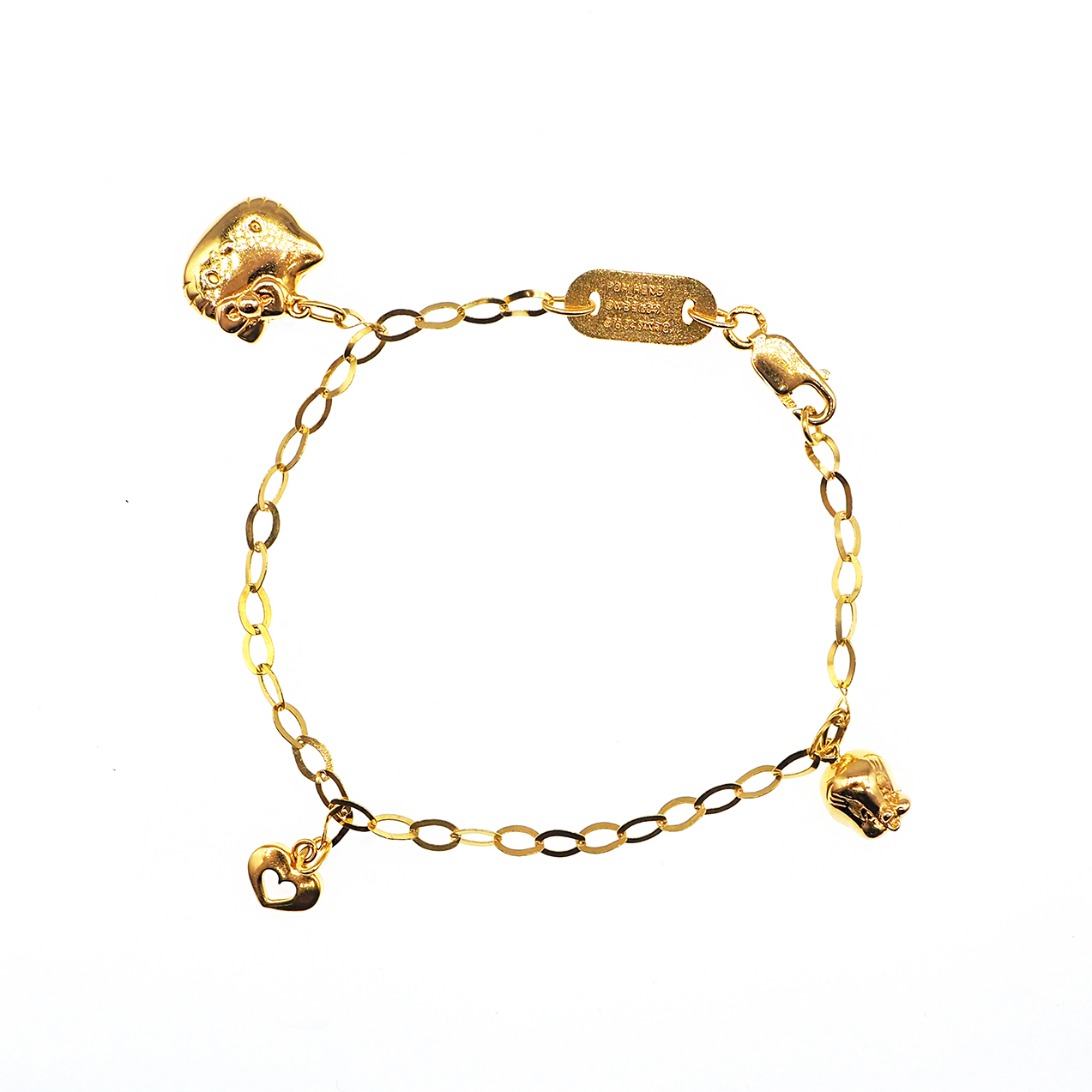 916 Gold Solid Wan Zi Oval Geometric Link Bracelet Width 7.5mm - Orient  Jewellers Singapore